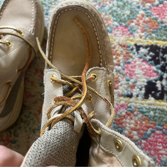 Sperry Top-Sider Hikerfish Lace-Up Leather Ankle Boots size 6.5 Tan Gold Shimmer - Picture 8 of 8